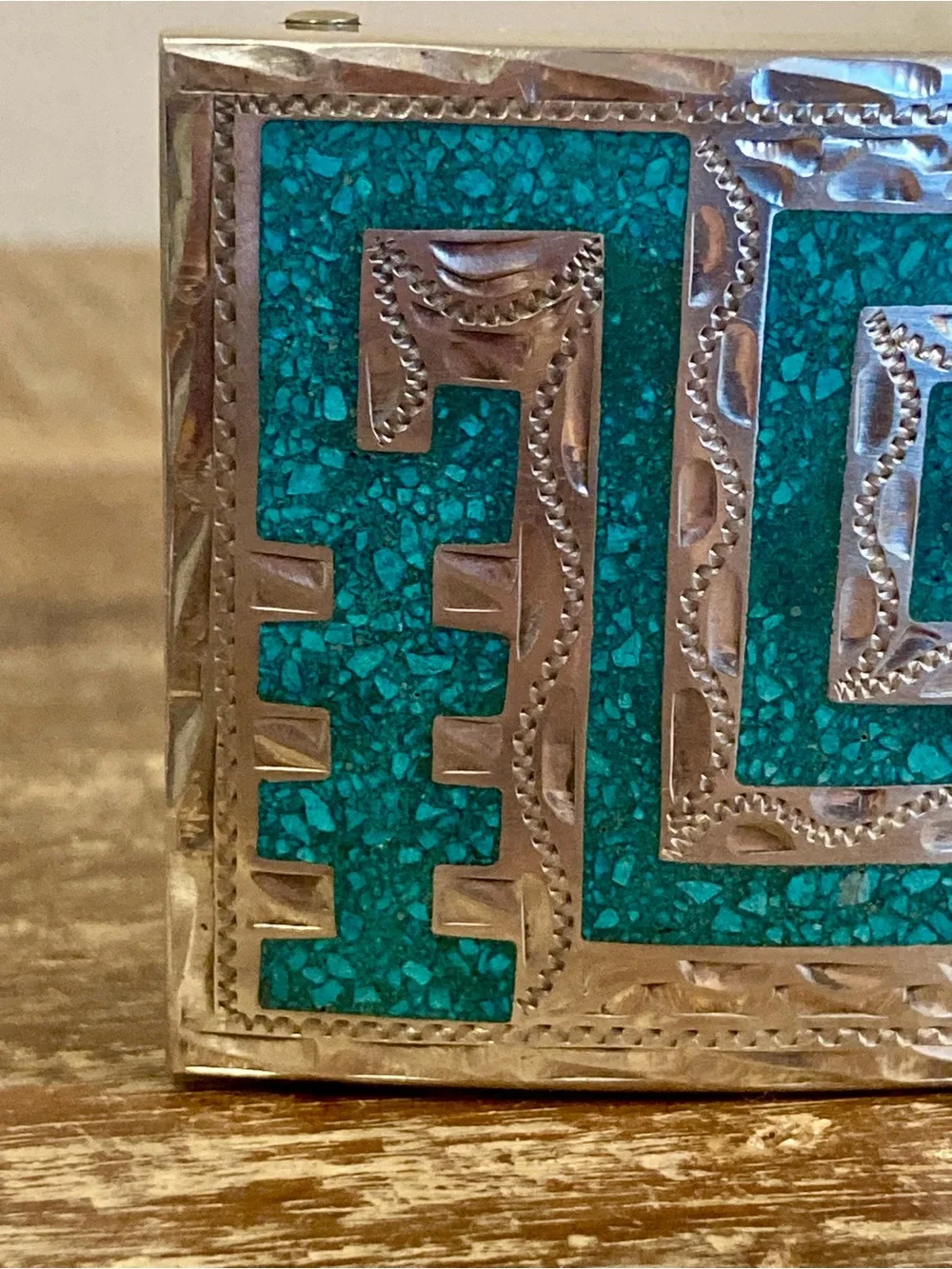 Men’s Sterling Silver Belt Buckle Plata De Jalisco VHLC 925 Blue Inlay